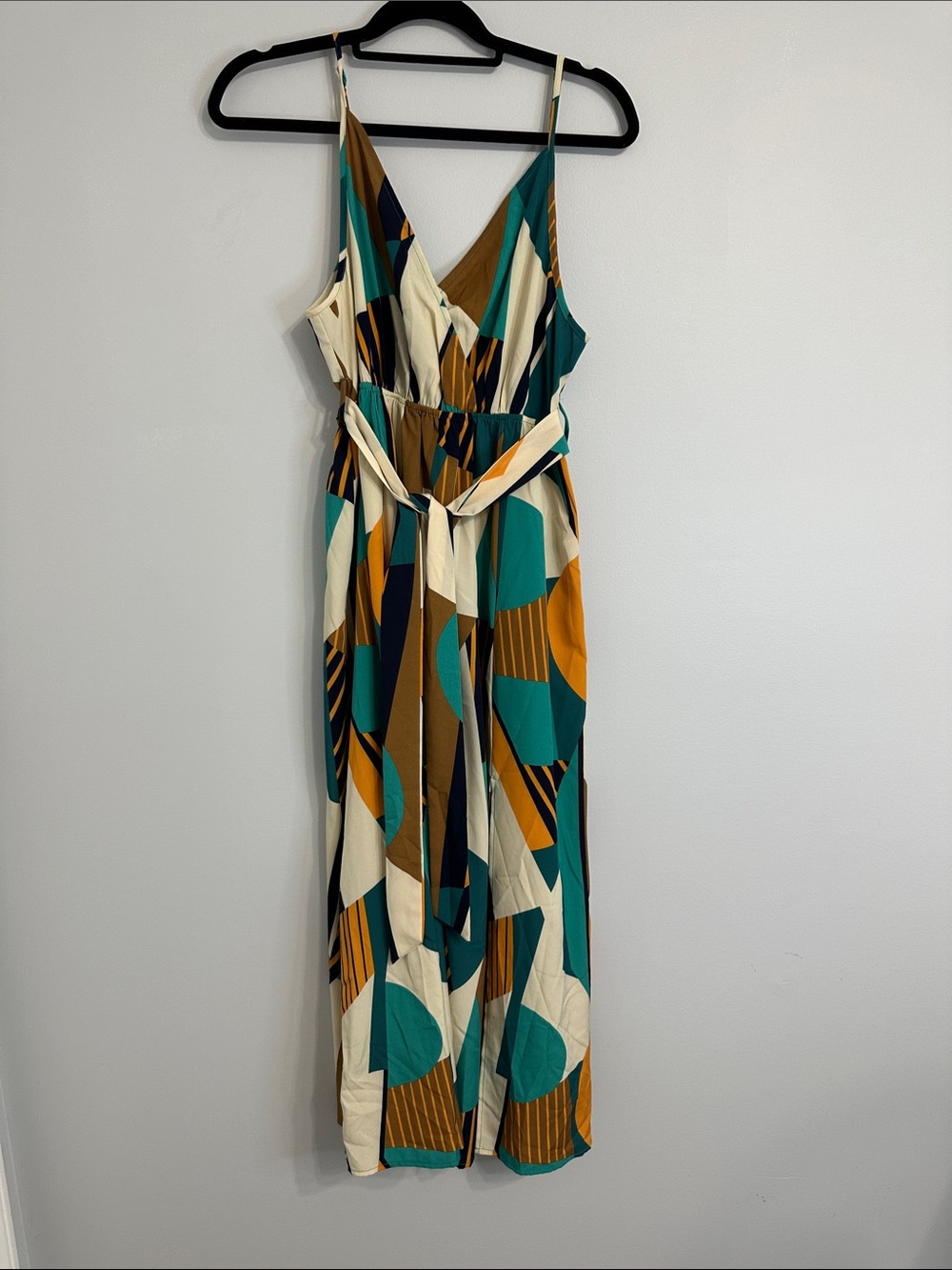 NWOT Cupshe Teal, Mustard & Cream Geometric Midi Dress